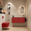 MONDIAZ TURE-DLUX 120cm toiletmeubel Fire. EDEN wastafel Glace positie rechts. Met 1 kraangat. SW1103264