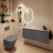 MONDIAZ TURE-DLUX 120cm toiletmeubel Dark Grey. EDEN wastafel Frappe positie links. Met 1 kraangat. SW1102723