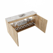 MONDIAZ TURE-DLUX 100cm toiletmeubel Washed Oak. EDEN wastafel Glace positie midden. Zonder kraangat. SW1103586