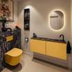 MONDIAZ TURE-DLUX 120cm toiletmeubel Ocher. EDEN wastafel Lava positie rechts. Met 1 kraangat. SW1103926