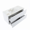 MONDIAZ VICA-DLUX Badkamermeubelset - 100cm - onderkast talc - 2 lades - inbouw wastafel cloud links - 1 kraangat - 60cm hoge versie - frape SW1088542
