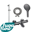 FugaFlow Eccelente Sobrado Badkamer badkraan met glijstangset met ronde handdouche, metalen doucheslang gunmetal SW1123982