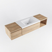 MONDIAZ BUKLA 160cm badmeubel met open module 40 rechts kleur Washed Oak met 2 lades. Wastafel CLOUD midden 1 kraangat kleur Talc. SW1382089