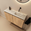 MONDIAZ TURE-DLUX 80cm toiletmeubel Washed Oak. EDEN wastafel Ostra positie rechts. Zonder kraangat. SW1105135