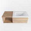 MONDIAZ BUKLA 100cm badmeubel met open module 40 kleur Washed Oak met 1 lade. Wastafel CLOUD rechts 0 kraangaten kleur Talc. SW1382083