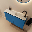 MONDIAZ TURE-DLUX 80cm toiletmeubel Jeans. EDEN wastafel Ostra positie rechts. Met 1 kraangat. SW1104871