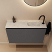 MONDIAZ TURE-DLUX 80cm toiletmeubel Dark Grey. EDEN wastafel Opalo positie rechts. Met 1 kraangat. SW1104259