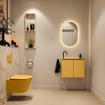 MONDIAZ TURE-DLUX 60cm toiletmeubel Ocher. EDEN wastafel Frappe positie links. Met 1 kraangat. SW1102858