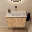 MONDIAZ TURE-DLUX 60cm toiletmeubel Washed Oak. EDEN wastafel Opalo positie midden. Zonder kraangat. SW1104637