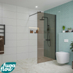 FugaFlow Eccelente Vetro inloopdouche badkamer - 100x200cm - rookglas - wandarm - mat zwart SW1124492