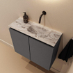 MONDIAZ TURE-DLUX 60cm toiletmeubel Dark Grey. EDEN wastafel Glace positie rechts. Zonder kraangat. SW1103219