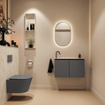 MONDIAZ TURE-DLUX 80cm toiletmeubel Dark Grey. EDEN wastafel Ostra positie links. Met 1 kraangat. SW1104787