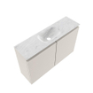 MONDIAZ TURE-DLUX 80cm toiletmeubel Linen. EDEN wastafel Opalo positie midden. Zonder kraangat. SW1104397