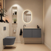 MONDIAZ TURE-DLUX 100cm toiletmeubel Dark Grey. EDEN wastafel Ostra positie links. Met 1 kraangat. SW1104804