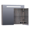 BRAUER Promise Deluxe spiegelkast - 80x70x15cm - met directe verlichting - 2 dubbelzijdige spiegeldeuren - Driftwood SW499521
