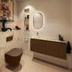 MONDIAZ TURE-DLUX 120cm toiletmeubel Rust. EDEN wastafel Frappe positie links. Zonder kraangat. SW1103035