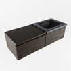 Mondiaz BUKLA badkamermeubelset 120x45x34cm 0 kraangaten wasbak rechts solid surface Urban greeploos 2 lades met softclose Melamine Dark brown SW704954
