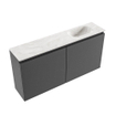 MONDIAZ TURE-DLUX 100cm toiletmeubel Dark Grey. EDEN wastafel Ostra positie rechts. Zonder kraangat. SW1104794