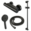 Brauer Black Edition Douchekraan opbouw - glijstang - 1 functie - 2 gladde knoppen - handdouche rond 3 standen - mat zwart SW716145