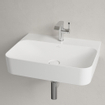 Villeroy & Boch Finion wastafel 1 kraangat 60x47cm Ceramic+ met verdekte overloop stone white SW209547