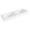 Mondiaz CLOUD Vrijhangende wastafel - 140cm - 2 wasbakken - rand 12cm - solid surface Talc SW422710