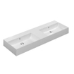 Thebalux Type Cube wastafel 141x46x12cm zonder kraangat 2 wasbakken rechthoek keramiek wit glans TWEEDEKANS OUT13460