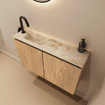 MONDIAZ TURE-DLUX 80cm toiletmeubel Washed Oak. EDEN wastafel Frappe positie links. Met 1 kraangat. SW1103069