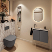 MONDIAZ TURE-DLUX 60cm toiletmeubel Dark Grey. EDEN wastafel Glace positie links. Met 1 kraangat. SW1103239