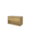 Proline Top badkamermeubelset - 100x46x55.2cm - wastafelblad - met schap - MFC Ideal oak SW350441