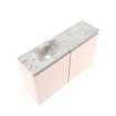 MONDIAZ TURE-DLUX 80cm toiletmeubel Rosee. EDEN wastafel Glace positie links. Met 1 kraangat. SW1103498