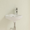 Villeroy en Boch O.novo Compact fontein 36x27,5cm met overloop en doortikbaar kraangat wit 0124116