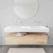 MONDIAZ ALAN 150cm - onderkast - washed oak - 1 lade - vrijhangende wastafel - 2 wasbakken - 0 kraangaten - talc SW408605