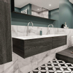MONDIAZ LUSH Badkamermeubelset - 150cm - 2 lades - wastafel cloud - 2 wasbakken - 2 kraangaten - antracite SW409489