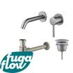 FugaFlow Eccelente Sobrado Badkamer Slim Wastafelkraanset - inbouw wastafelkraan - always open plug - verlaagde design sifon - PVD Geborsteld RVS - SW1125310