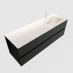 MONDIAZ VICA Badkamermeubelset - 150cm - 2 lades - wasbak Cloud rechts - 1 kraangat - solid surface urban SW410216