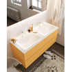 MONDIAZ VICA Badkamermeubelset - 120cm - 4 lades - wasbak Cloud dubbel - 2 kraangaten - solid surface ocher SW411141