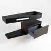 MONDIAZ RIVA Badkamermeubelset - 120x50x30cm - 1 lade - MDF Dark Brown mat - push to open - 1 kraangat - wasbak rechts - solid surface urban SW702577