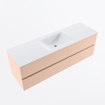 MONDIAZ VICA Badkamermeubelset - 150cm - onderkast rosee- 2 lades - wastafel cloud midden - 1 kraangat - 60cm hoge versie - talc SW1083388