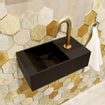 Mondiaz TYNE Fonteinset - 40x23x12cm - wasbak links - 1 kraangat - solid surface Urban mat SW704678