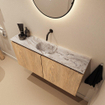 MONDIAZ TURE-DLUX 100cm toiletmeubel Washed Oak. EDEN wastafel Glace positie midden. Zonder kraangat. SW1103586