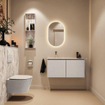 MONDIAZ TURE-DLUX 100cm toiletmeubel Linen. EDEN wastafel Glace positie links. Zonder kraangat. SW1103384
