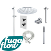 FugaFlow Eccelente Sobrado Badkamer Inbouw Regendoucheset - thermostatisch - plafondarm -glijstang - 25cm hoofddouche - staaf handdouche - chroom SW1124122