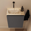 MONDIAZ TURE-DLUX 40cm toiletmeubel Dark Grey. EDEN wastafel Frappe positie links. Zonder kraangat. SW1102733
