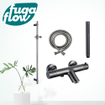 FugaFlow Eccelente Sobrado Badkamer badkraan met glijstangset met staafhanddouche, metalen doucheslang gunmetal SW1124008