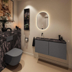 MONDIAZ TURE-DLUX 100cm toiletmeubel Dark Grey. EDEN wastafel Lava positie links. Zonder kraangat. SW1103774