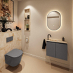 MONDIAZ TURE-DLUX 60cm toiletmeubel Dark Grey. EDEN wastafel Frappe positie links. Met 1 kraangat. SW1102728