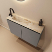 MONDIAZ TURE-DLUX 80cm toiletmeubel Smoke. EDEN wastafel Frappe positie links. Met 1 kraangat. SW1103090