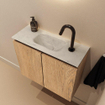 MONDIAZ TURE-DLUX 60cm toiletmeubel Washed Oak. EDEN wastafel Opalo positie midden. Met 1 kraangat. SW1105200