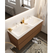 MONDIAZ VICA Badkamermeubelset - 120cm - 4 lades - wasbak Cloud dubbel - 2 kraangaten - solid surface rust SW411223