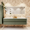 Mondiaz VICA Badkamermeubelset - 190cm - army - 4 lades - Wastafel MOON - dubbel 2 kraangaten - kleur talc - XL versie 60cm hoog SW1189225
